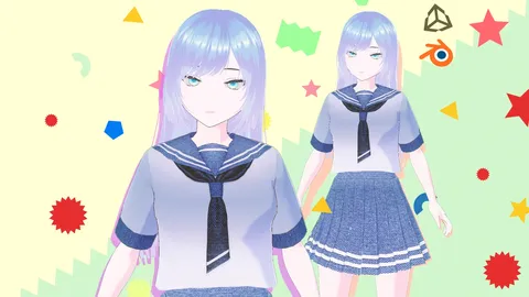 Anime School Girl - Blender 3d models