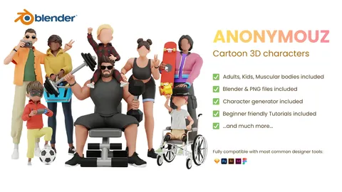 Anonymouz Characters - Blender 3d models