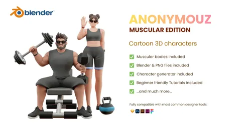 Anonymouz Muscular Edition - Blender 3d models