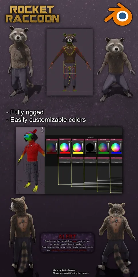 Anthro Raccoon - Blender 3d models