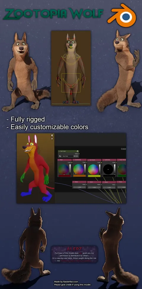 Anthro Wolf - Blender 3d models