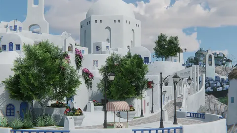 Apotos Town Hub World - Blender scenes