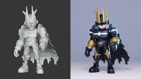 Armored All Might Chibi - Blender tutorials & courses