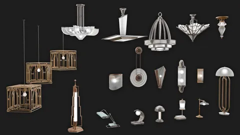 Art Deco Lamps - Blender 3d models