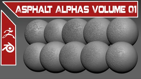 Asphalt Alphas Vol 1 - Blender sculpting brushes