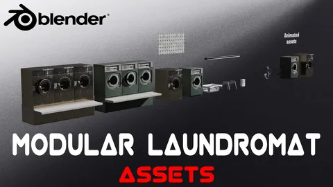 Modular Laundromat Assets - Blender 3d models
