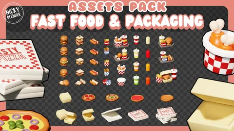 Fast Food & Packaging - Blender 3d models