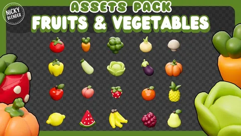 Fruits and Vegetables Pack - Blender 3d models