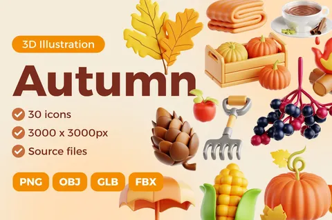 Autumn 3D Illustrations - Blender 3d models