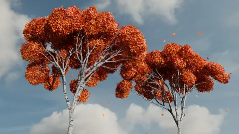 Autumn Birch Trees - Blender scenes