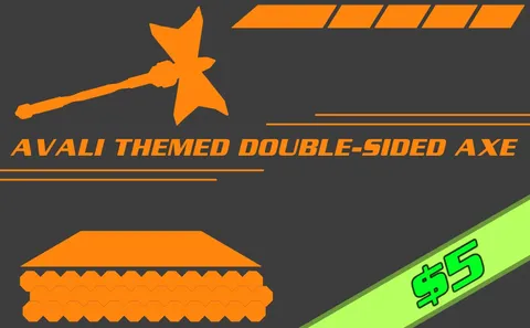 Avali Themed Double-Sided Axe - Blender 3d models