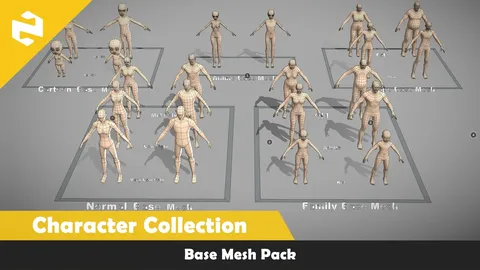 Character Base Mesh Pack - Blender 3d models