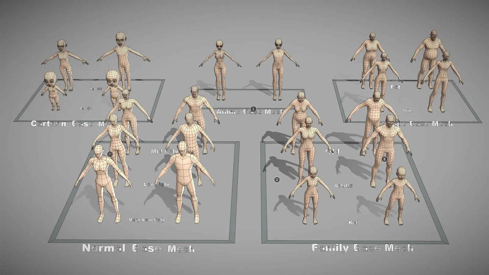 Character Base Mesh Pack screenshot 2