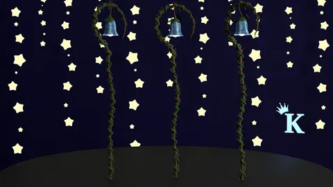 Bell Flower Staff - Blender 3d models