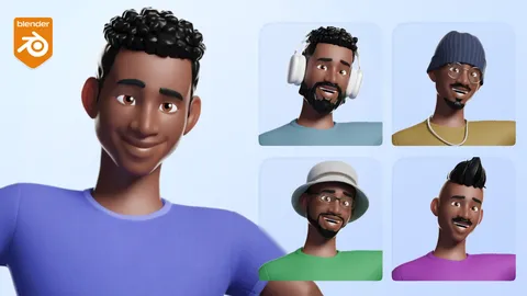 Black Man Cartoon Character - Blender 3d models