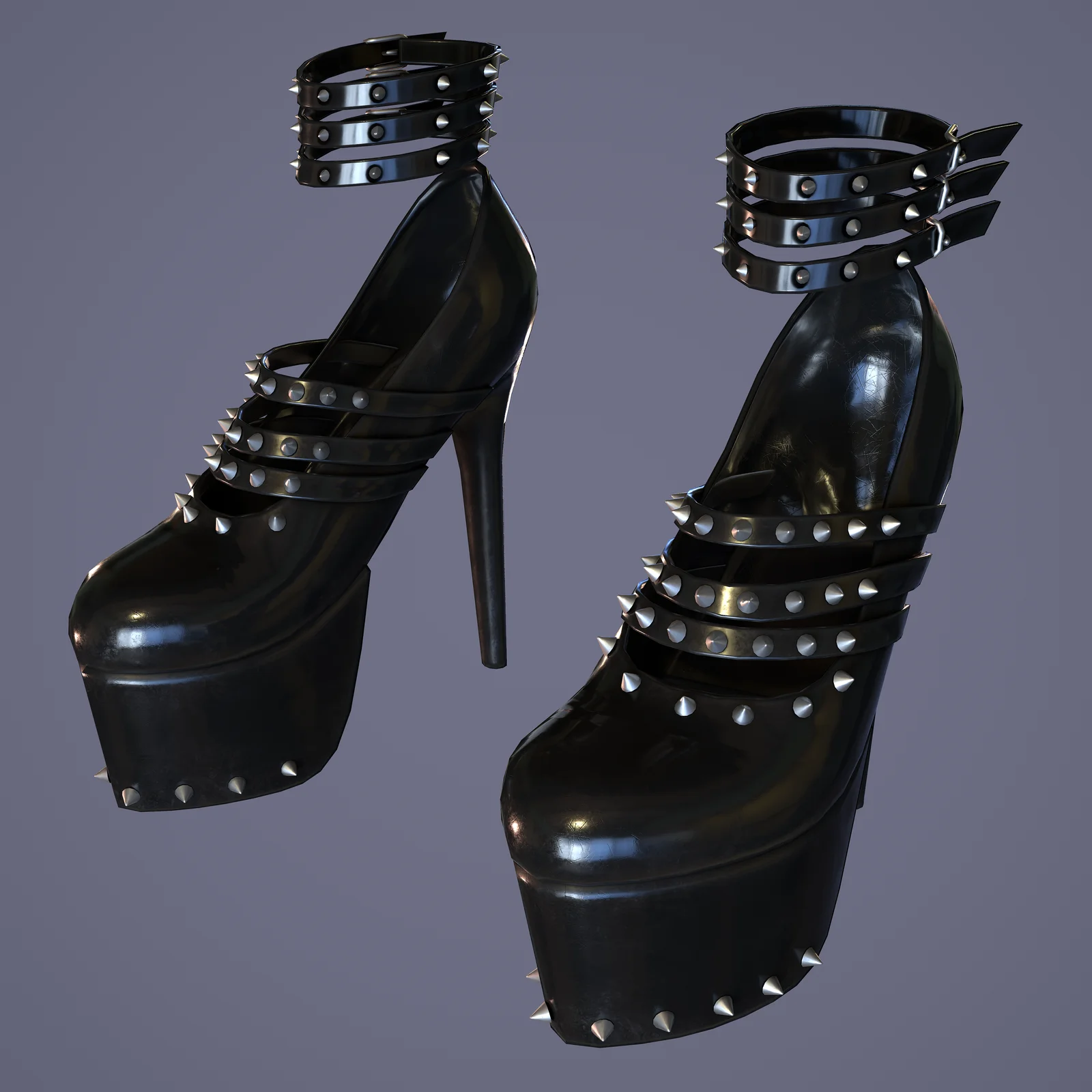 Black Studded High-Heel Shoes screenshot 2
