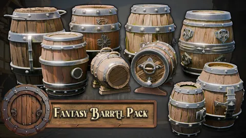 Massive Fantasy Barrels Asset Pack - Blender 3d models