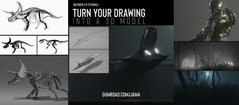 2D to 3D with Grease Pencil - Blender tutorials & courses