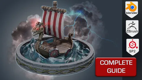 Stylized Viking Boat Asset - Blender scenes