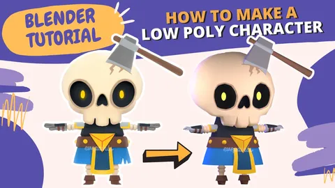 Low Poly Skeleton Character Course - Blender tutorials & courses