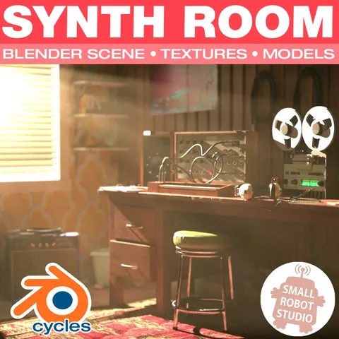Retro Synth Room Scene - Blender scenes