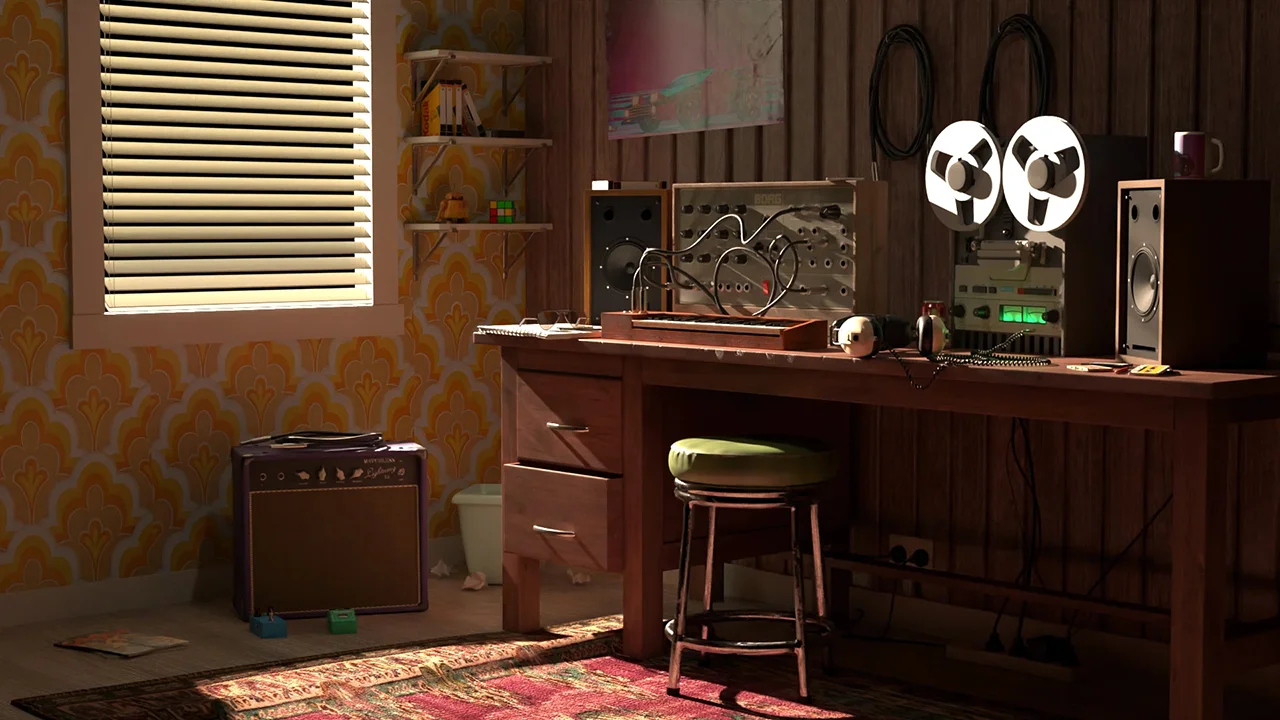 Retro Synth Room Scene screenshot 2