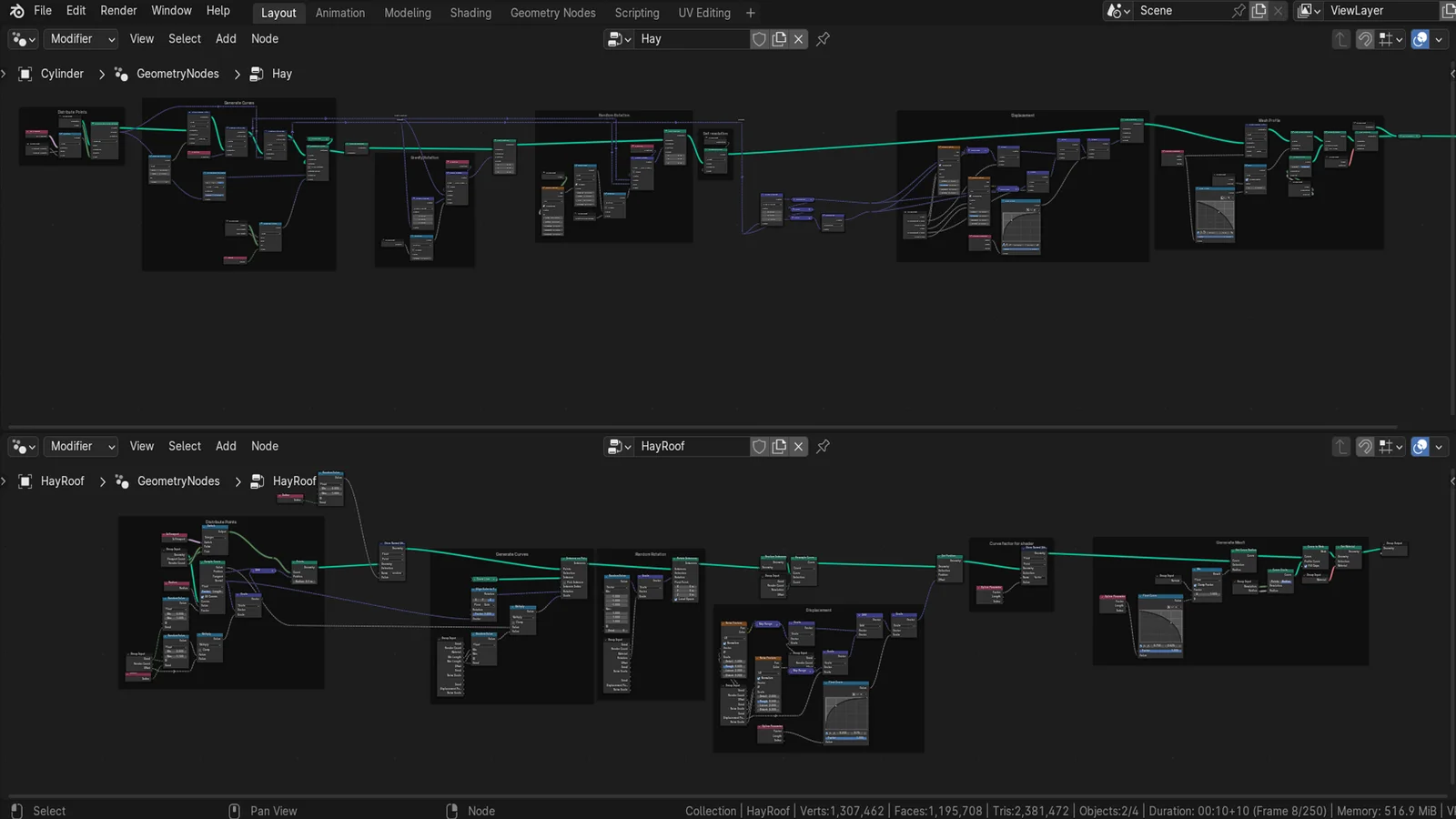Hay Roof Geometry Node screenshot 3