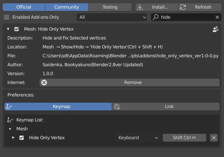 Hide Only Vertex screenshot 2