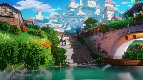 Anime Village Town Scene - Blender scenes