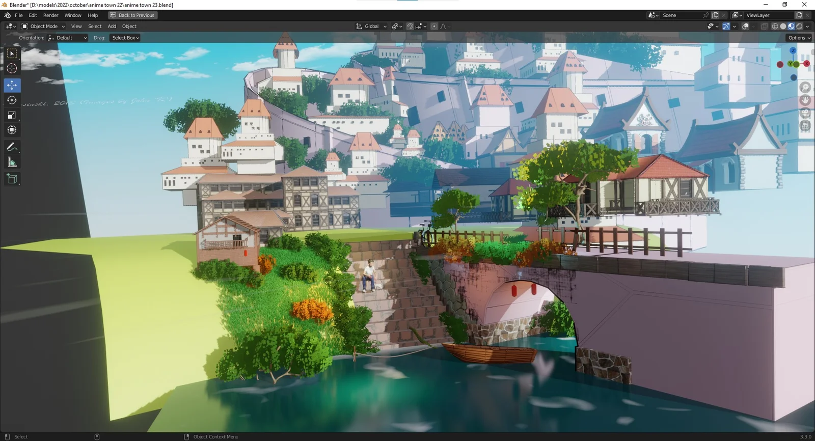 Anime Village Town Scene screenshot 5