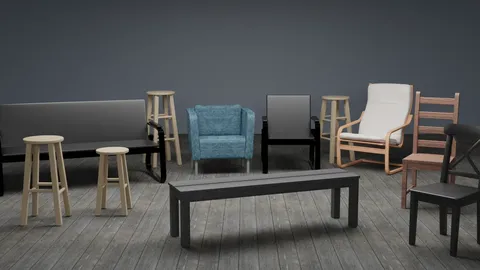 Chairs Asset Pack - Blender 3d models
