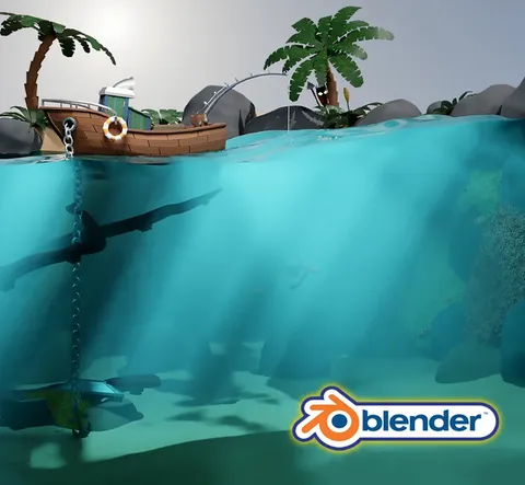 Stylized Water Scene Course - Blender tutorials & courses