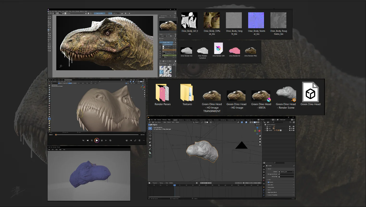 Green Dinosaur Bust screenshot 2