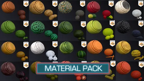 Fruit and Vegetables Material Pack - Blender textures & materials