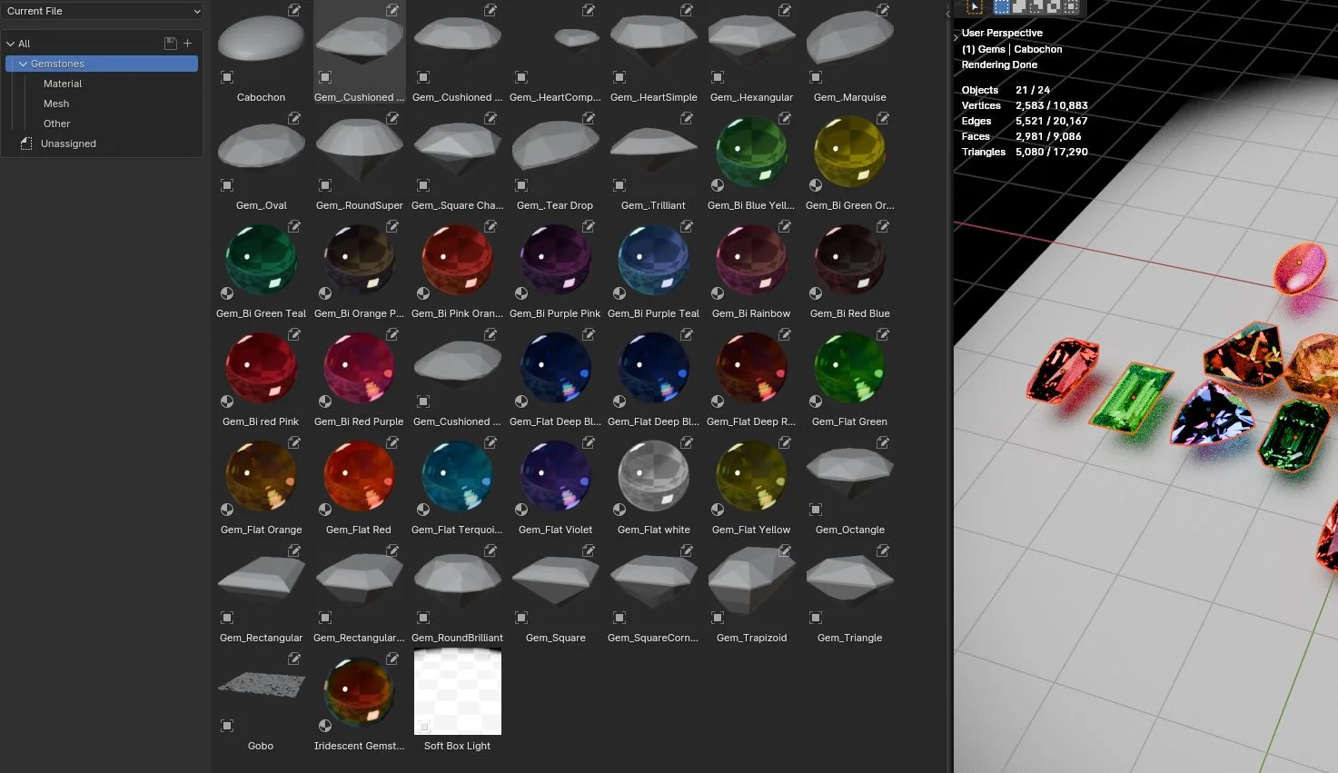 Gemstone Mesh and Materials screenshot 3