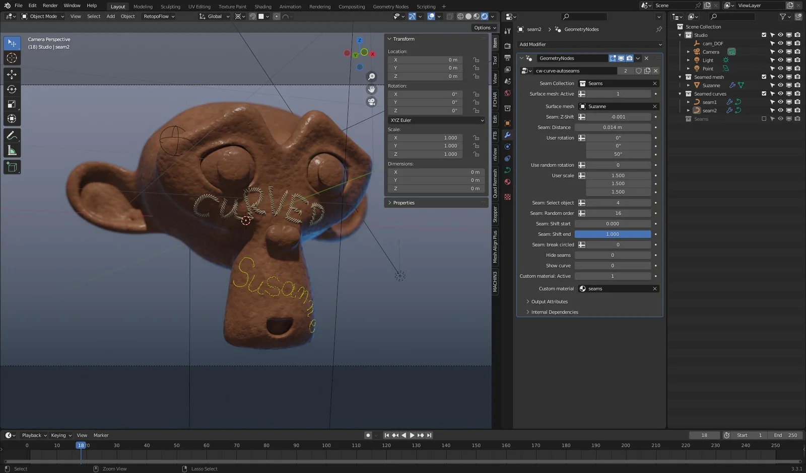 Seams on Curves screenshot 2