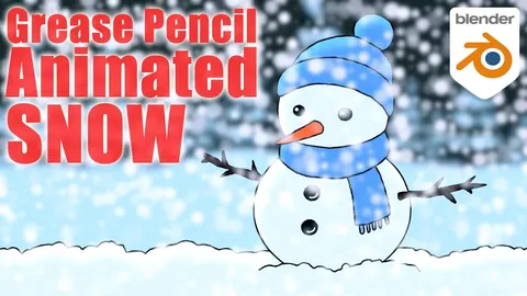 Grease Pencil Animated Snow - Blender scenes