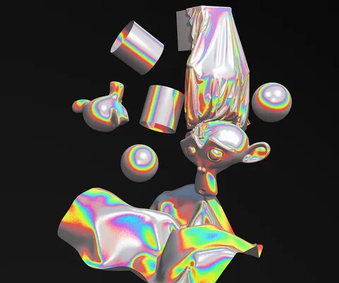 Holographic Rainbow Silver - Blender shaders