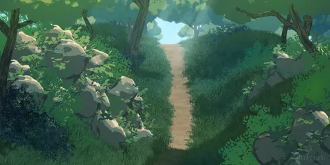 Illustration-Style Forest - Blender scenes