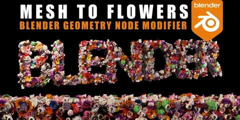 Mesh To Flowers - Blender geometry nodes