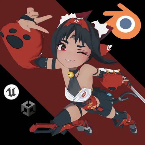 Nekomata Animation Rig - Blender 3d models