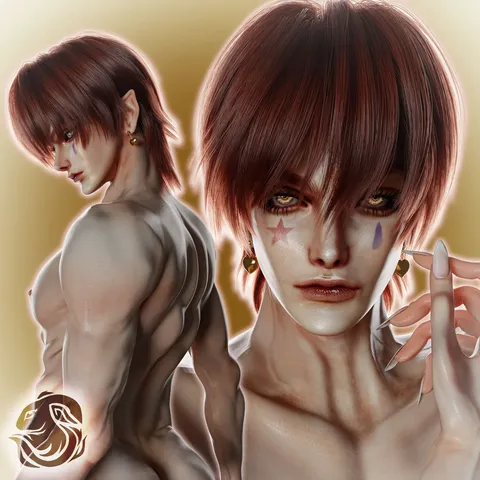 Hisoka-B Particle Hair - Blender 3d models