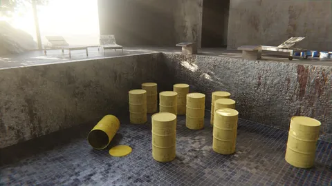 Post-Apocalyptic Swimming Pool - Blender scenes