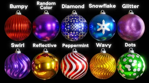 Procedural Christmas Ornaments - Blender shaders