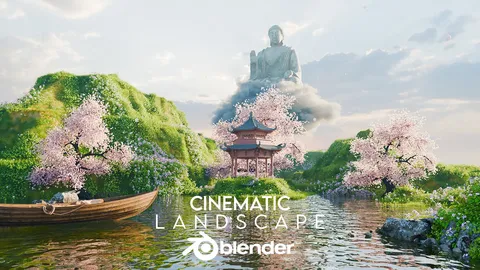 Japan Landscape River Tutorial - Blender tutorials & courses