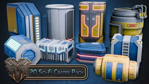 Stylized Sci-Fi Crate Pack - Blender 3d models