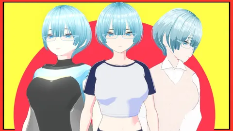 Blue Hair Nerd Character Pack - Blender 3d models