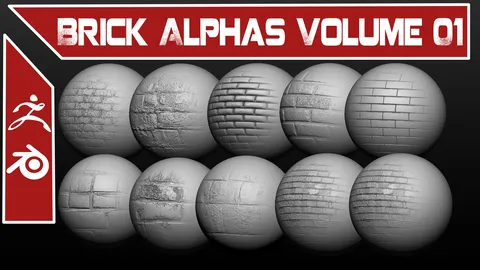 Brick Alphas Volume 01 - Blender sculpting brushes