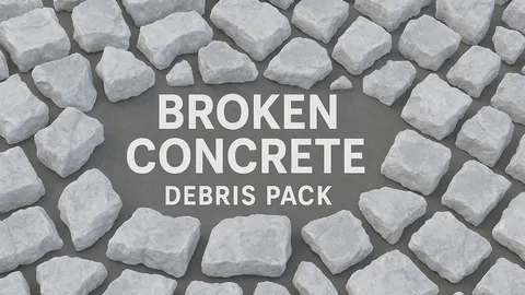 Broken Concrete Debris Pack - Blender 3d models
