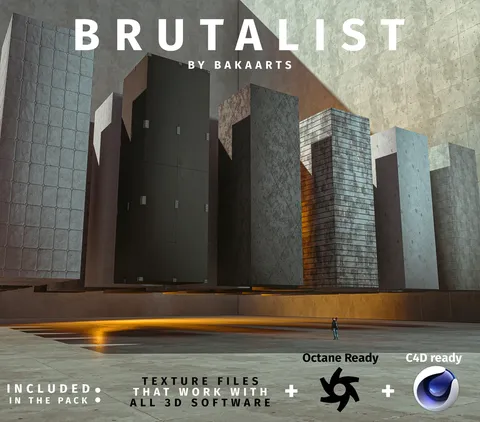 Brutalist 3D Materials - Blender textures & materials